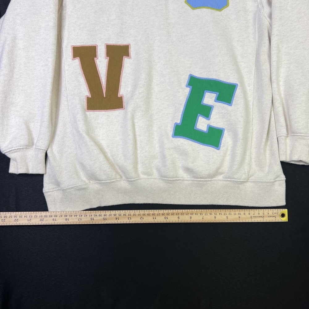 Aerie LOVE Patch Oversized Hoodie Sweatshirt Cream Heathered Size S - Picture 6 of 8